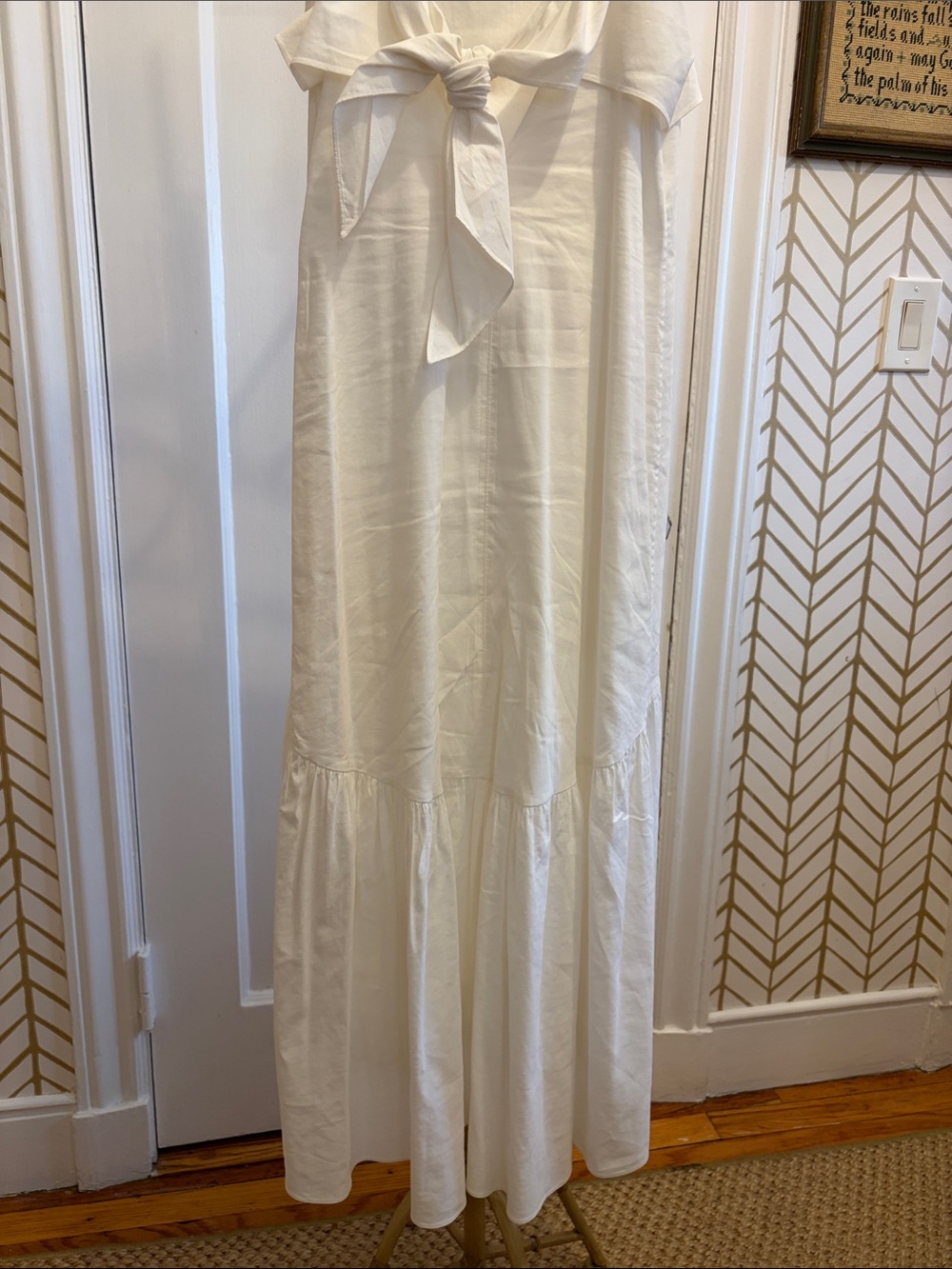 Women’s Cream Maxi Sundress with Ruffle Hem - Picture 4 of 4